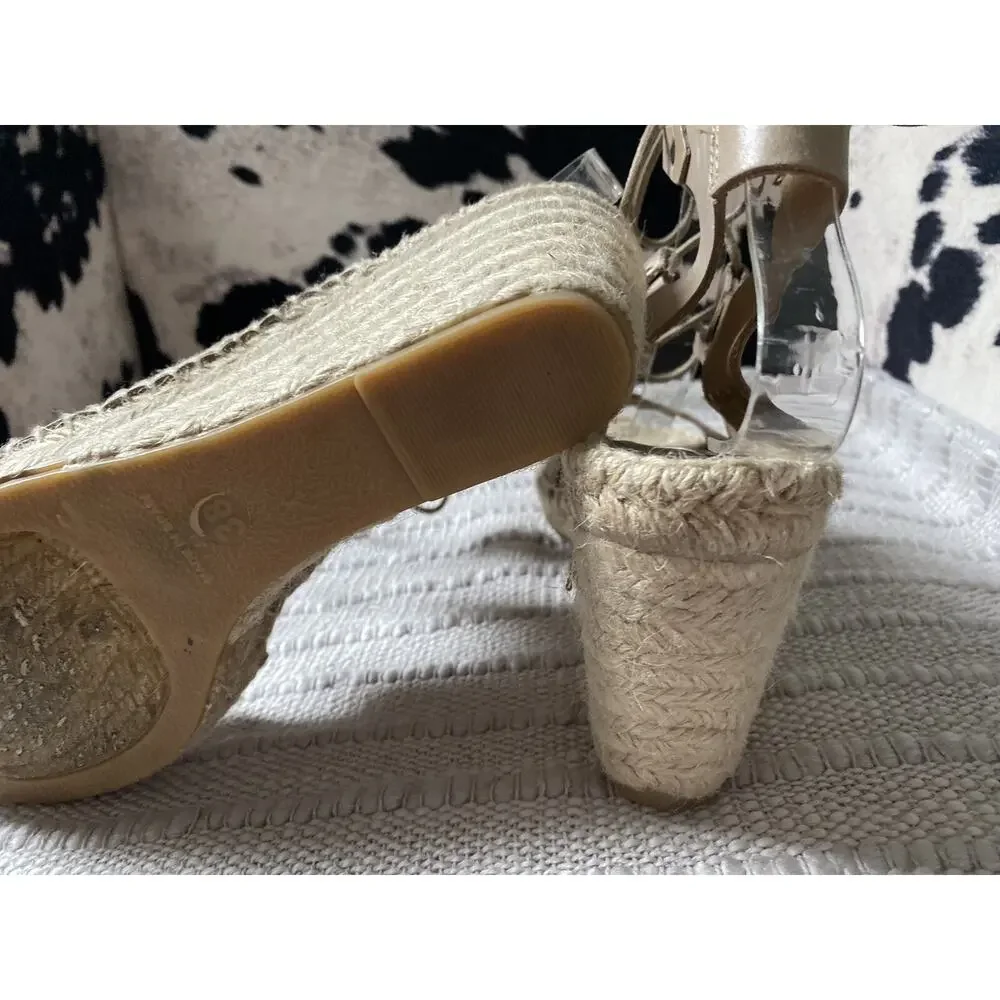 Carmen Saiz Anthropologie Leather Espadrille Wedge‎ Sandals Tie~38. US 7.5- 8
